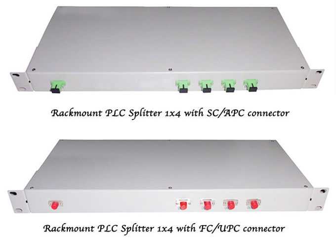 1x4 Fiber Optic Splitter Patch Panel Type , Rack Mount PLC Splitter 1U 19'' 0