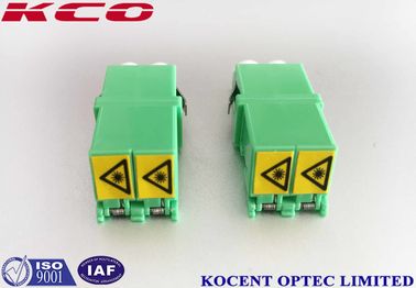 Low Insertion Loss Fiber Optic Adapter Green LC/APC Shutter Cap Duplex Coupler